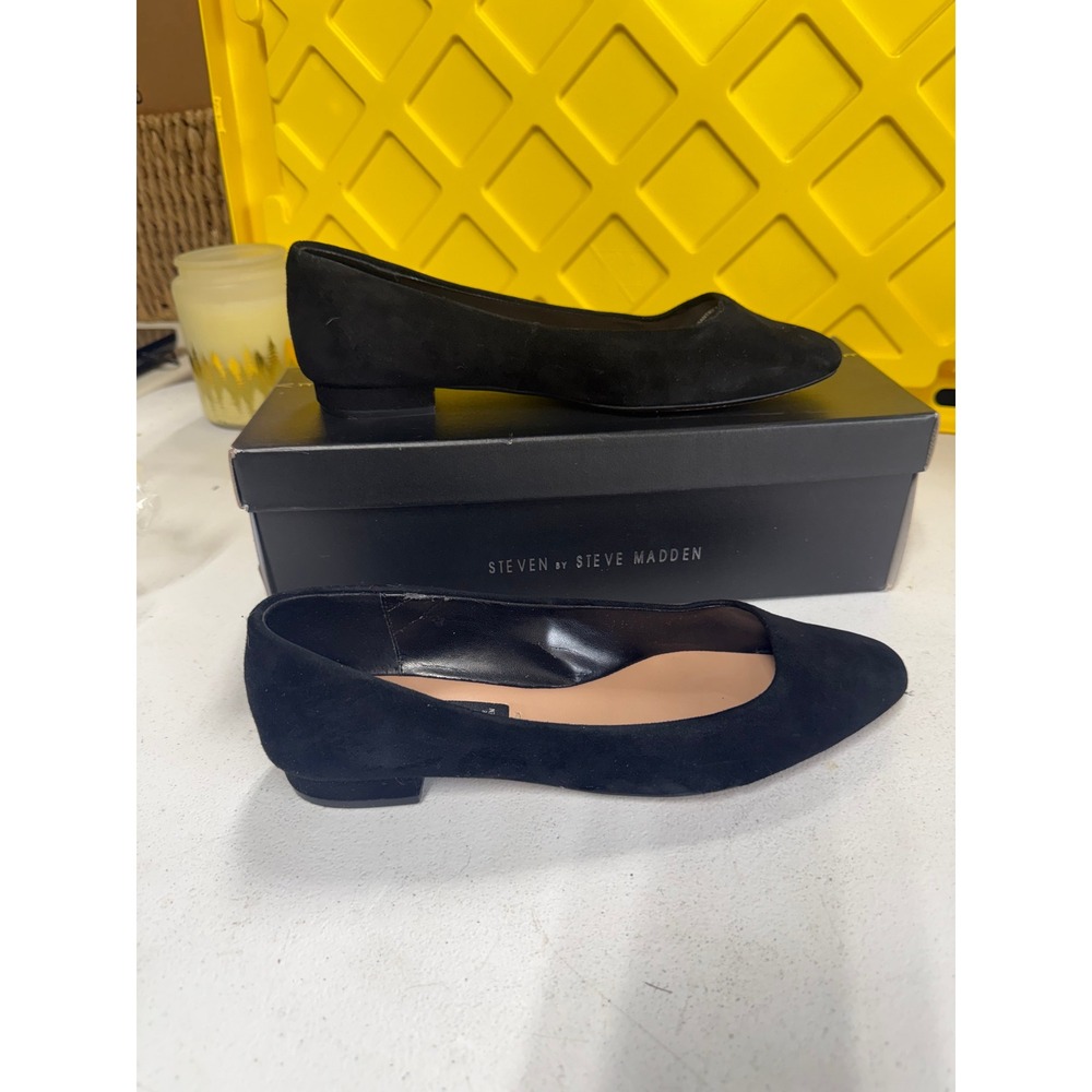 Steven by Steve Madden Bantry Black Suede Pointed Toe Flats Shoes Womens 8